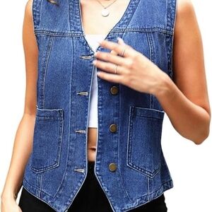 Dark Wash Denim Vest | XXL